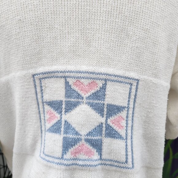 Vintage 1980's White Cotton Cardigan with Crochet Flowers, Quilt Bonnet Cottage - Picture 15 of 15